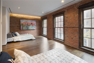 Bedroom brick wall bed painting - donald judd free wallpaper