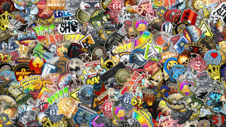 Large pile stickers messy scattered - digital art free wallpaper
