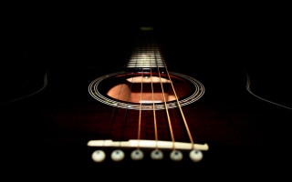 Guitar frets strings closeup dark 2 - grunge free wallpaper