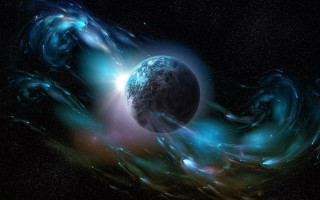 Blue black space planet star - a star in the background free wallpaper