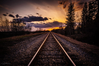 Train track sunset clouds sky - free sky wallpaper for desktop
