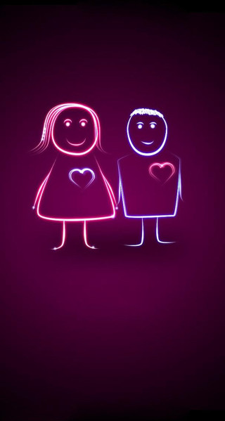 Neon sign couple holding hands - a neon sign free wallpaper for mobile