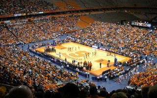 Basketball court crowd arena orange - art fitzpatrick free wallpaper