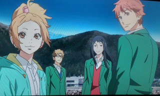 People mountain range sky background - anime key visual free wallpaper