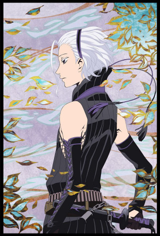 Woman white hair sword tree - leaf free wallpaper for mobile