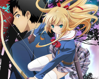 Man woman bows arrows hands - a man and a woman free wallpaper