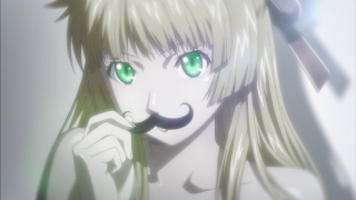 Woman green eyes mustache staring - cristache gheorghiu free wallpaper