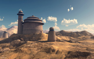 Desert towers dome computer generated - a computer free wallpaper for desktop