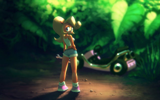 Cartoon girl motorcycle forest green - a green motorcycle free wallpaper