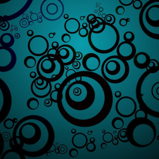 Blue background black circles bubbles - computer graphic free wallpaper for tablet