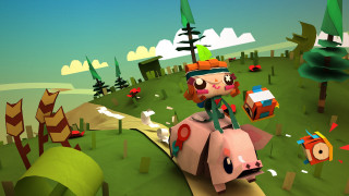 Pig riding toy cartoon trees 2 - a pig free wallpaper