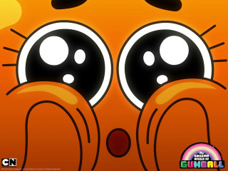 Cartoon bigeyes frown rainbowball background - big eye free wallpaper
