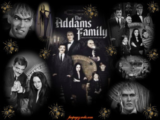 Addams family collage series image - dark shadow free wallpaper