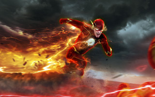 Man red suit running fire - a red suit free wallpaper