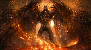 Demonic creature flames fireballs dark - the gathering artwork free wallpaper