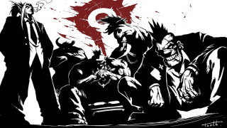 Black white drawing group people - their back free wallpaper for desktop