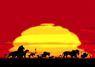 Animals walking field red sky - the background and a man free wallpaper