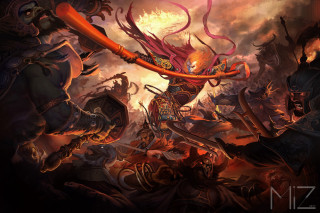 Woman sword demon back painting - chen chun free wallpaper