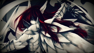 Woman red hair white armor - a sword and a sword free wallpaper