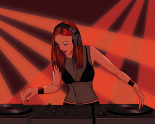Woman dj mixing music turntable - a pair of headphones free wallpaper