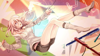 Girl flying hair scissors air - destructive free wallpaper for desktop