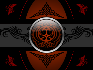 Red black silver circle design - an art deco painting free wallpaper for desktop