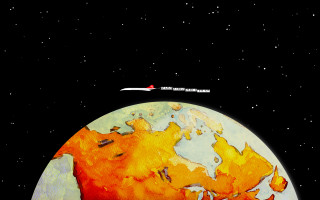 Planet plane flying stars background - a plane free wallpaper