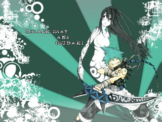 Anime character sword snowflakes stars - black background free wallpaper for desktop