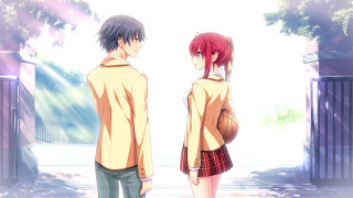 Couple gate trees building light - a light shining free wallpaper