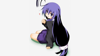 Girl purple hair sitting hand - long purple hair free wallpaper