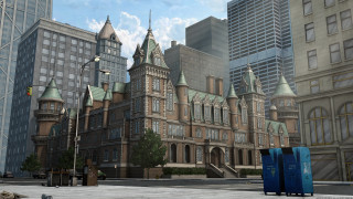 Large building clock tower city 4 - unreal engine free wallpaper for desktop