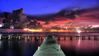 Dock sunset clouds sky water - free sky wallpaper for desktop
