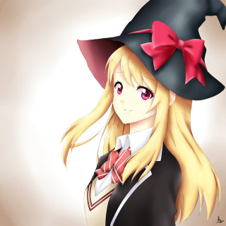 Girl hat bowtie black dress - red tie free wallpaper