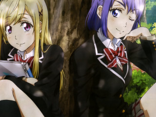 Anime girls tree paper sitting - a paper free wallpaper