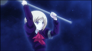 Woman sword hands up blue - action pose free wallpaper