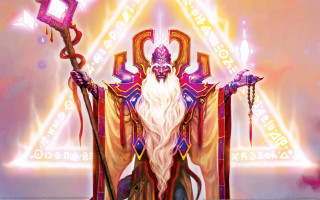 Wizard holding staff light beam - a light beam free wallpaper