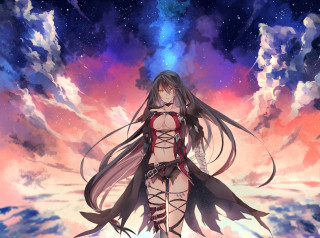 Woman long hair sword sky 2 - a sky free wallpaper
