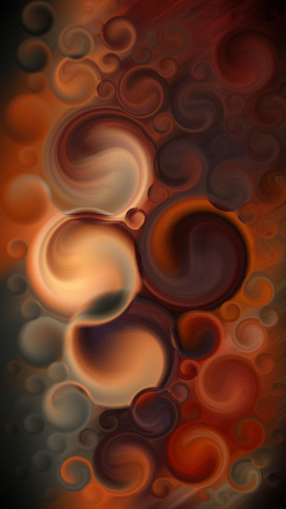 Brown orange swirl black background - free abstract wallpaper for mobile