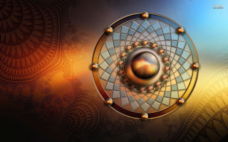 Gold blue yellow brown illusion - a brown center free wallpaper