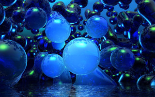 Blue balloons floating water reflections - cinema 4 d free wallpaper for desktop