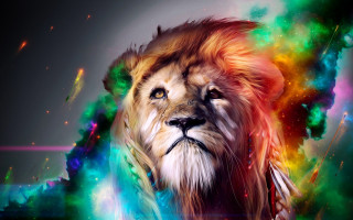 Lion colorful mane rainbow swirl 5 - a lion free wallpaper for desktop