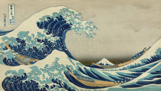 Wave boat mouth sky clouds - ukiyoe free wallpaper