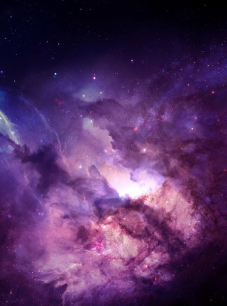 Purple blue space stars clouds 2 - the top of the image free wallpaper