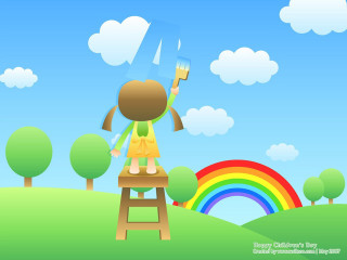Person stool beer rainbow trees - chiho aoshima free wallpaper