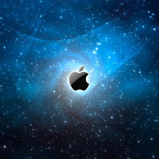 Apple logo space stars blue - free space wallpaper for tablet