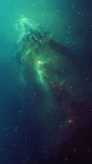 Large green blue space stars 2 - art green free wallpaper for mobile