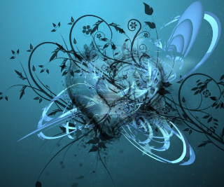 Blue flower swirls background butterfly - a butterfly free wallpaper for desktop