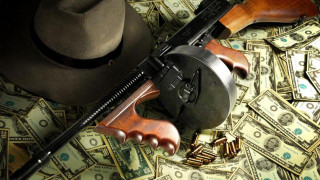 Gun money hat foreground pile - a gun in the foreground free wallpaper