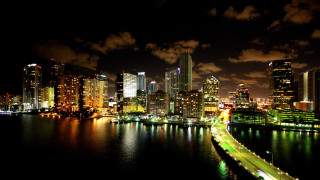 City skyline night bridge water 13 - a bridge free wallpaper for desktop