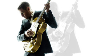 Man suit guitar microphone background - david boyd free wallpaper